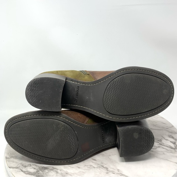 Sperry Ambrose Two Tone Block Heel Green/Brown Booties 9.5 Preppy Classic Casual - Picture 8 of 14